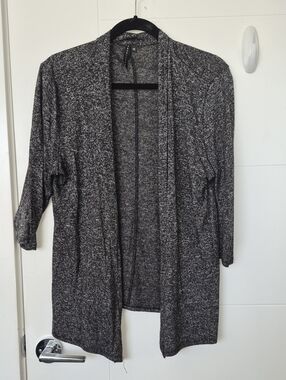 Open-Front Marled Gray Women's Cardigan Sweater